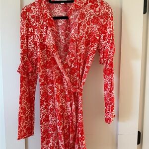 Topshop Red and Cream Floral Dress